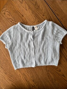 Knit blue button up